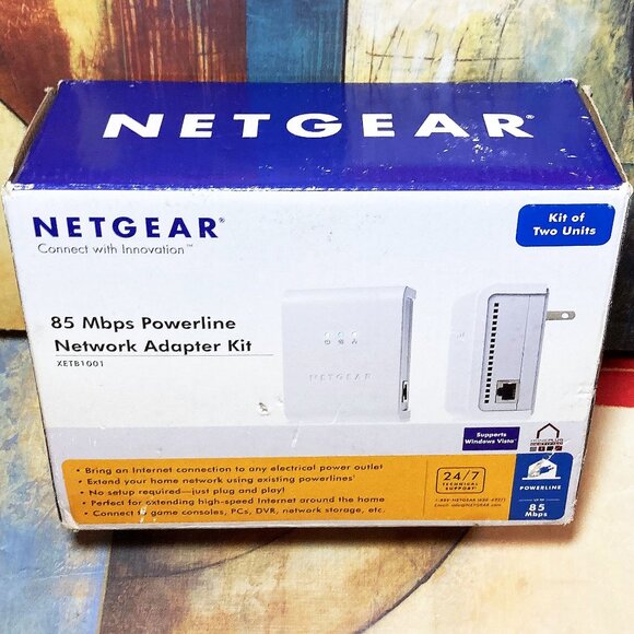 NETGEAR 85MBPS POWERLINE NETWORK ADAPTER KIT - XETB1001 - Picture 1 of 8